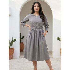 NWT Harshman Women’s Alder Cotton Midi Tie Waist Lava Smoke Gray- Size Size S